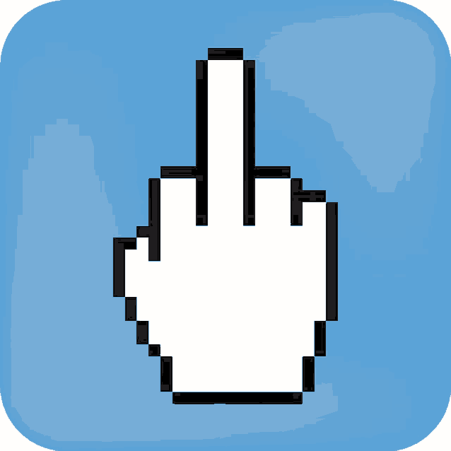 a pixelated hand giving the middle finger