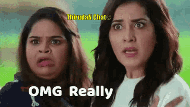 two women are making funny faces and the words omg really are on the bottom