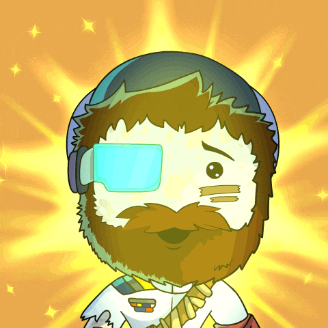 a cartoon drawing of a man with a beard and headphones on