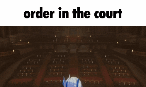 a picture of a man with the words order in the court below it