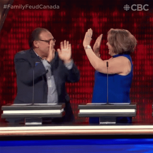 Double High Five Family Feud Canada GIF - Double High Five Family Feud Canada Good Job GIFs