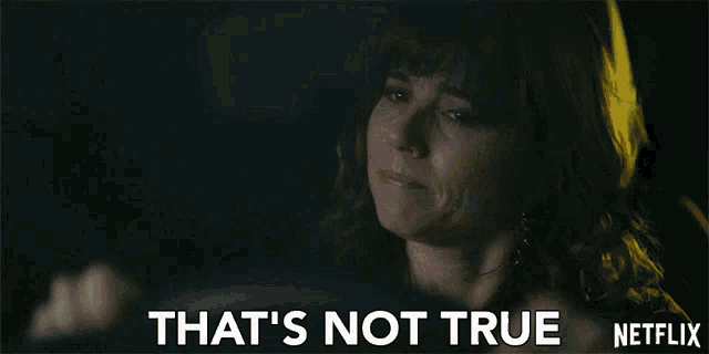 a woman driving a car with the words that 's not true netflix on the bottom
