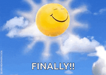 a picture of a sun with a smiley face and the words finally