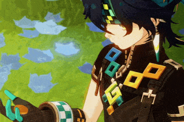 a cartoon character with a necklace that says gg