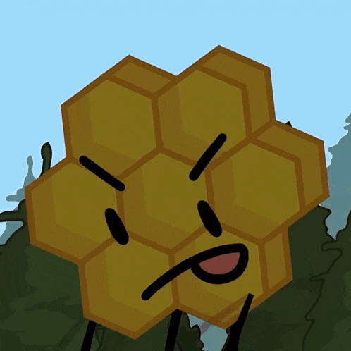 a cartoon illustration of a honeycomb with a face