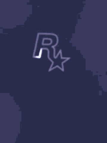 a blue background with a r and a star
