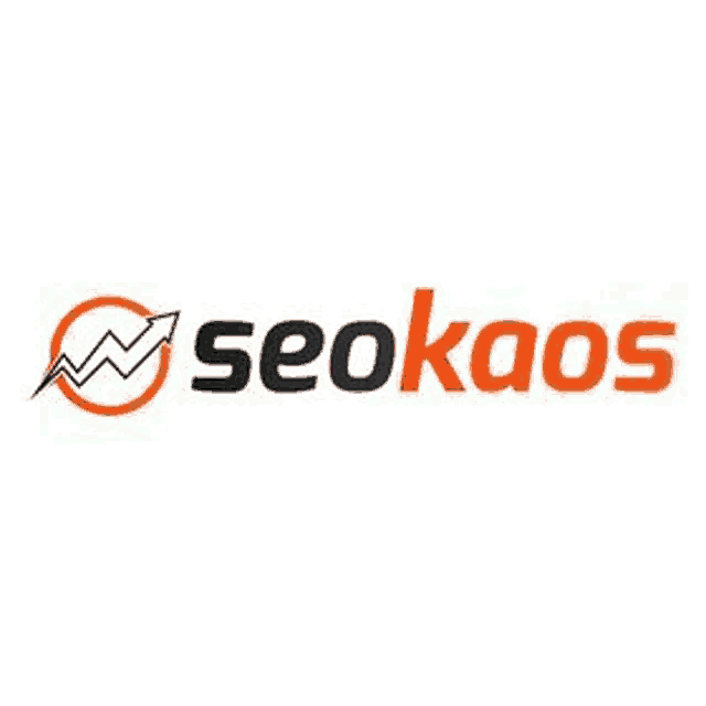 the logo for seokaos is orange and black with an arrow .