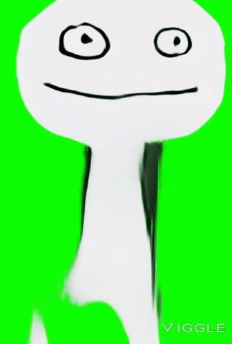 a drawing of a person 's head with a smile on it on a green screen .
