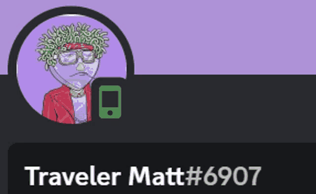 traveler matt # 6907 has a picture of a man with glasses and a cell phone