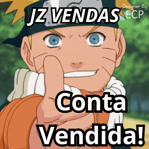 a cartoon character giving a thumbs up with the words jz vendas conta vendida written below him