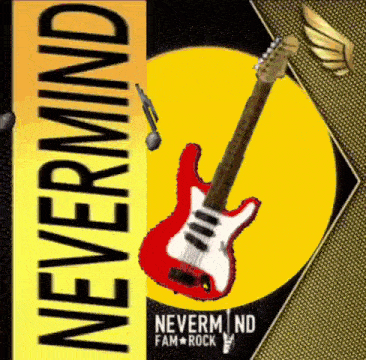 a nevermind album cover with a red guitar