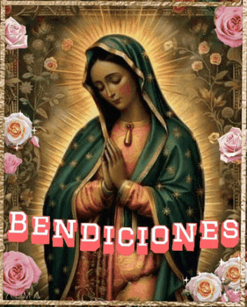 a picture of the virgin mary with the words bendiciones written on it