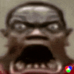 a close up of a person 's face with a large mouth