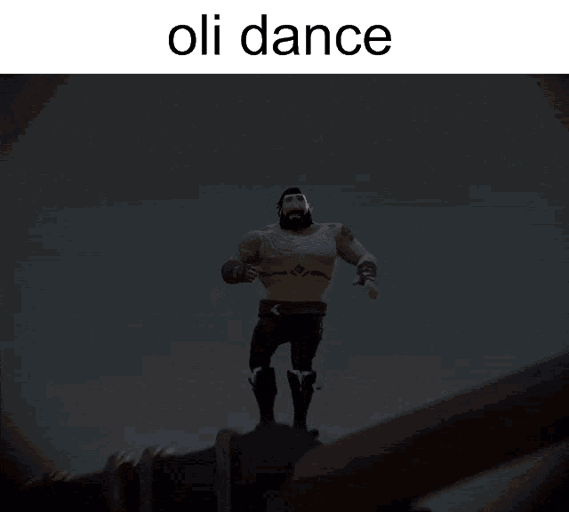 a picture of a man with the words " oli dance " on the top