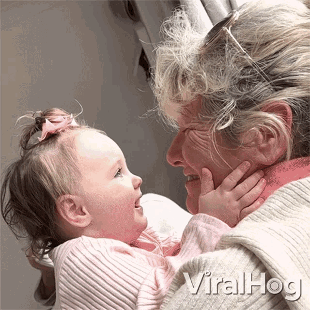 Looking At Grandmother Viralhog GIF - Looking At Grandmother Viralhog Baby Love GIFs