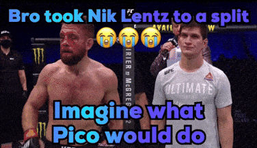a picture of two men with the caption bro took nik lentz to a split