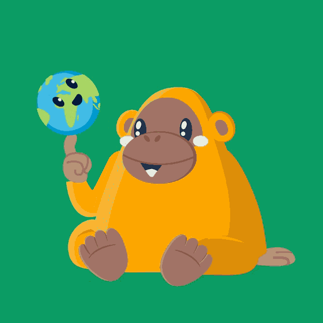 an illustration of a monkey holding a globe and the words " you got this "