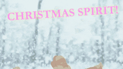 a cartoon of santa claus with his arms outstretched and the words christmas spirit