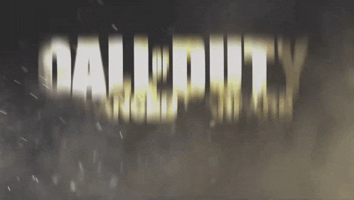the word call of duty is displayed in a dark background