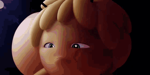 a close up of a cartoon character 's face