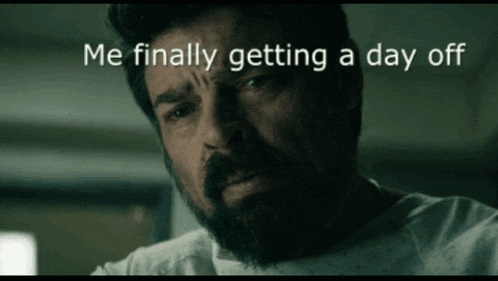 a man with a beard is wearing a hospital gown and the caption reads me finally getting a day off