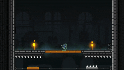 a video game is being played in a dark room with bricks and candles