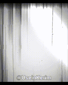 a pixelated image of a white curtain with the words @useinkerim on the bottom
