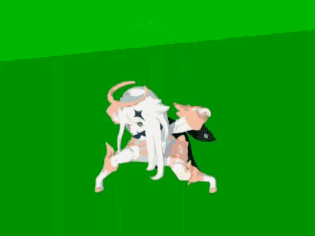 a cartoon character is giving a thumbs up sign on a green screen .