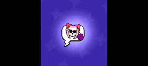 a cartoon drawing of a speech bubble with a pink bow on it .