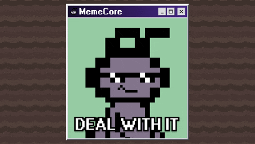 a pixel art of a person with the words deal with it on it