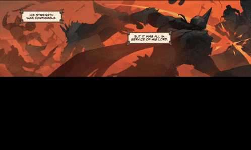 a comic book page that says his strength was forbidden but it was all in service of his lord