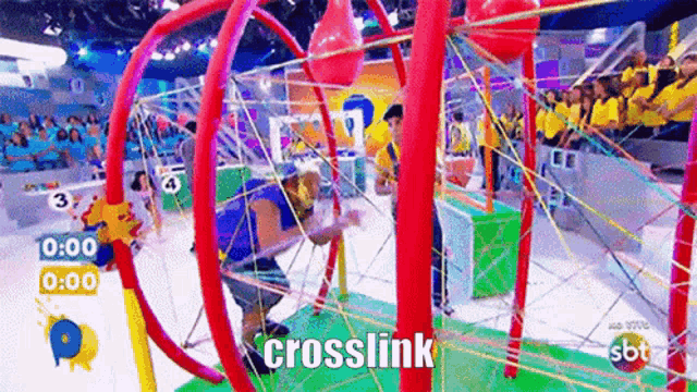 a man is playing a game on a television show called crosslink