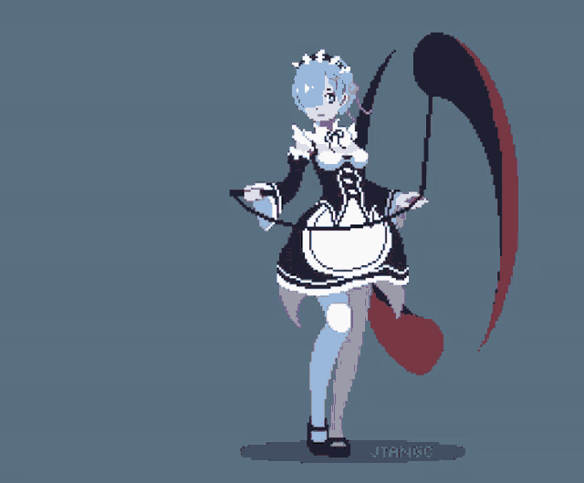 rem from re zero starting life in another world is shown in pixel art