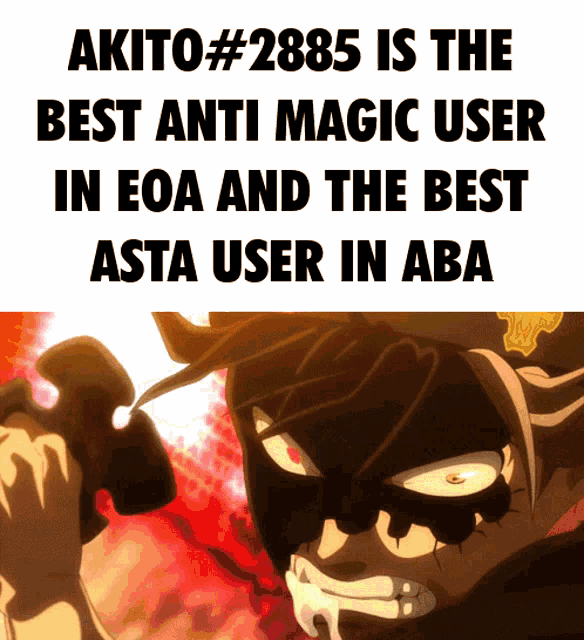 a poster that says akito # 2885 is the best anti magic user in eoa