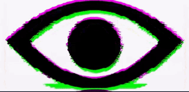 a glitch effect of an eye with a red , blue , and black eye .