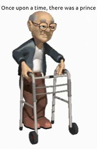a cartoon of an elderly man using a walker