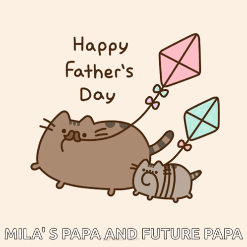 a happy father 's day greeting card with a cat holding a kite