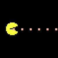 a pixel art of a yellow circle with squares around it