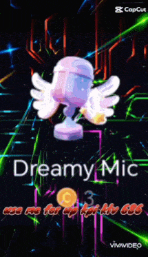a cartoon microphone with wings and the words dreamy mic