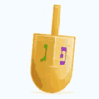 a yellow item with a red and blue hebrew symbol on it