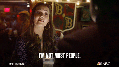 a woman says i 'm not most people while sitting at a bar