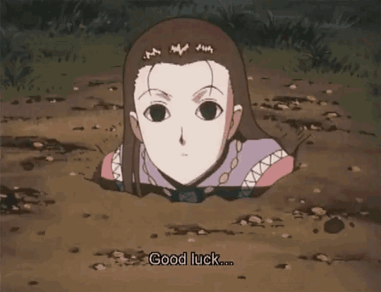 a girl in a hole says good luck