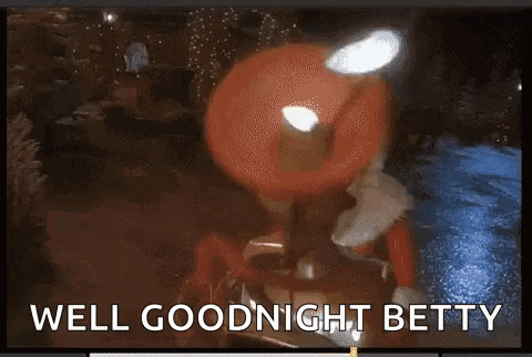 a christmas scene with santa claus and a reindeer and the words well goodnight betty