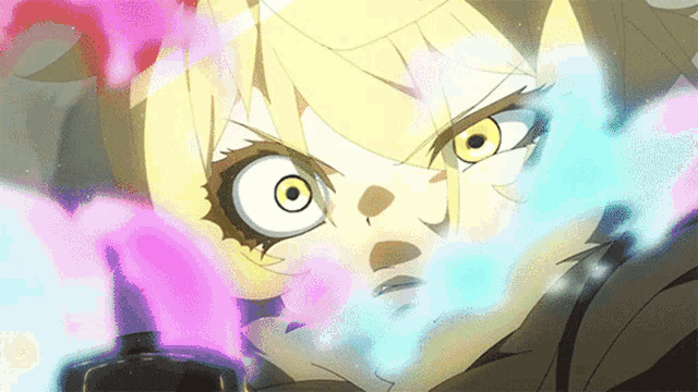 a close up of a person 's face with smoke coming out of their mouth