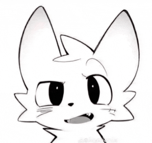 a black and white drawing of a cat 's head with a funny face .