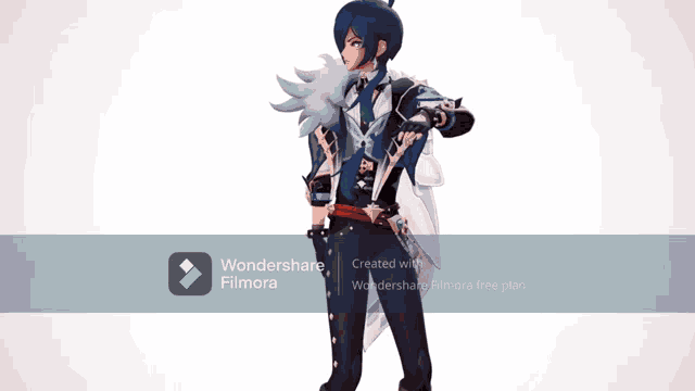 three anime characters are standing next to each other with the words let 's wondershare filmora in the upper left corner