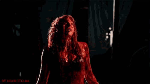 a picture of a woman with blood on her face and the words by diablito 666 below it