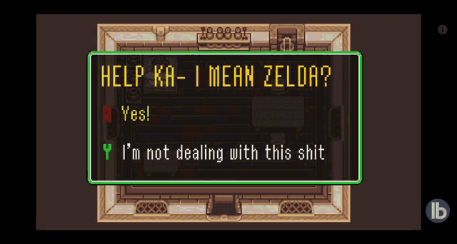 a screenshot of a video game that says help ka-i mean zelda