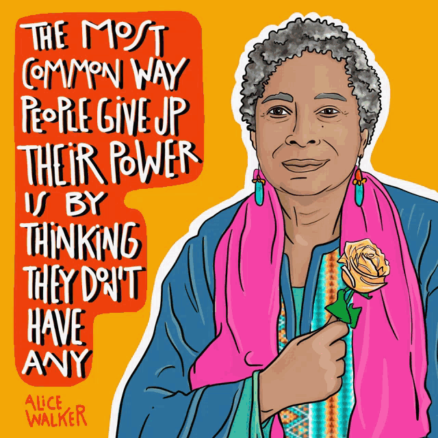 a drawing of alice walker with a quote on the top
