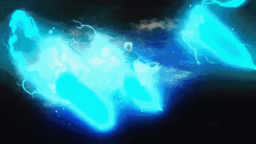 a person is surrounded by a glowing blue light